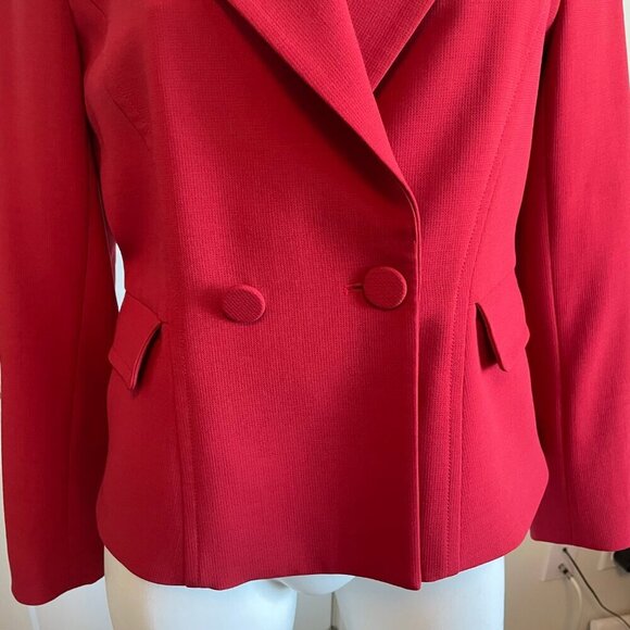 Judith & Charles Classic Double Breasted Notch Collar Wool Blazer Red Sz 12 - Picture 3 of 14